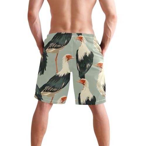 Men's Swim Trunks Quick Dry Swimming Shorts with Pocket Secretary Birds Pattern Swimsuit Trunks2