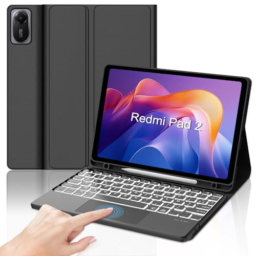 Clavier Rétroéclairé Bluetooth avec Touchpad pour Redmi Pad 2 11" JADEMALL AZERTY