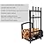 Lavish Home 5-Piece Fireplace Tool Set and Log Rack - Mission-Style Firewood Holder with Shovel, Broom, Tongs, and Poker for Hearth (Matte Black)