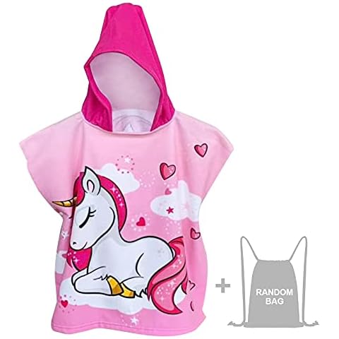Unicorn Kids Hooded Towel Poncho for Kids Beach Towel Swimming Pool Bath Towel Surfing Towel Microfibre Ultra Soft and Absorbent Bathrobe for Boys Girls Children Toddler 2-8 Years Old Cover
