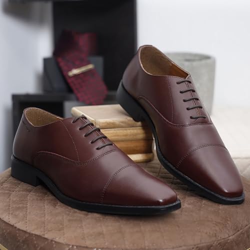 Image of LOUIS STITCH Men's Derby Shoes | Handmade Italian Leather Formal Shoes | Classic Lace-Up Derby Shoes for Men | Premium, Office & Wedding Shoes | Sizes 6-12