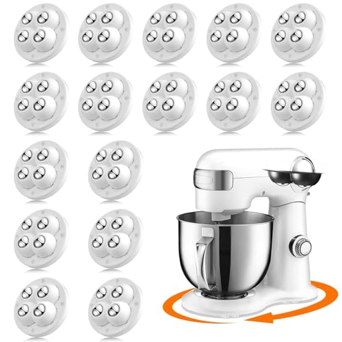 TRVL FIELDER Self Adhesive Caster Wheels, Appliance Slider Appliance Rollers for Kitchen Countertop, 360° Mini Universal Casters Counter Small Slider Roller for Coffee Maker, Air Fryer (White, 16 PCS)