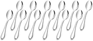 AckMond 12-Piece (13.5 cm, 5.3 inches) Fine Coffee Spoon, Teaspoons, Mirror Polishing Spoon Set Silver)