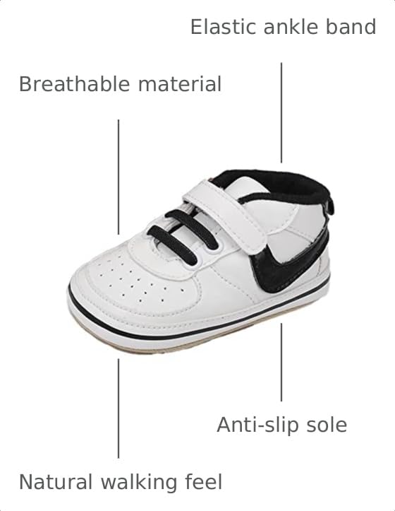 Image of Clowora Unsex Baby Shoes Boys Girls Infant Sneakers Non-Slip Soft Rubber Sole Toddler Crib First Walker Lightweight Shoes