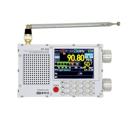 BACKOLU DP-666 TEF6686 FM/LW/MW/SW �t���o���h���W�I�����x DSP ���V�[�o�[ �h�ЃO�b�Y �n�k �k�� (�z���C�g,142*30*80mm)
