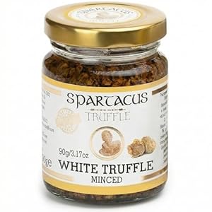 Spartacus Weißer Trüffel Gehackt 90 g – In Nativem Olivenöl Extra – Gourmet-Würzmittel für Festtage & Festliche Genüsse – Ideal für Pizza, Pasta, Salate & Kartoffeln