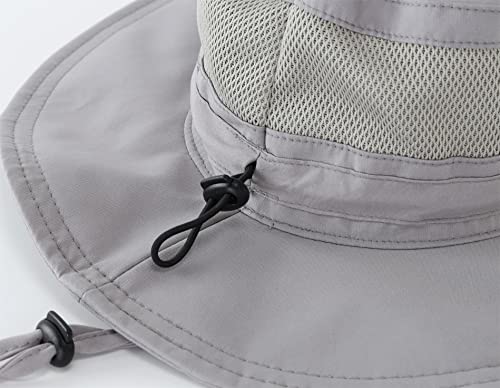 Connectyle Men’s Outdoor Mesh Boonie Sun Hat Summer Wide Brim Uv Protection Fishing Hat Safari Cap Gray #TOP2