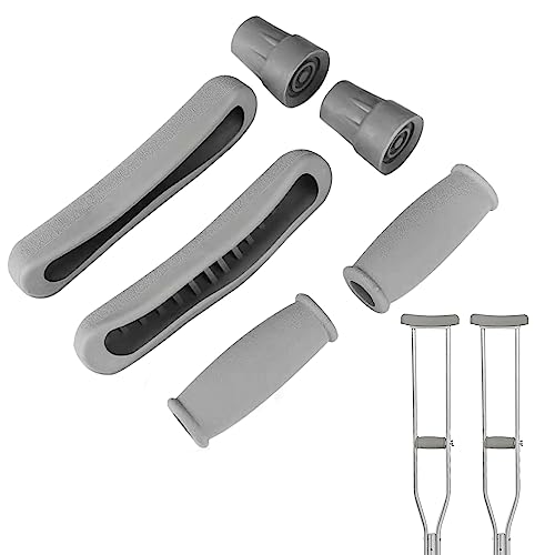Archerest - Replacement Crutch Pads (6 PCS), Padding for Walking Arm Crutches - Universal Underarm Cushion, Crutch Hand Grip Covers and Feet Caps, Standard Aluminum Crutches Accessories Fits for Adults and Kids