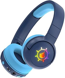 ChenFec Kids Wireless Headphones for kids gifts LED Light Up Foldable bluetooth headphones wireless over ear headphones with mic and volume control for Online Learning/Travel/Laptop/PC/Smartphones