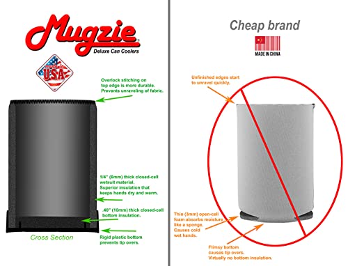 Mugzie Deluxe Can Cooler (Made In Usa) - Premium Neoprene Wetsuit Material Beverage Can Or Bottle Insulator For 16 Oz Soda Energy Drink Beer Cans - Old Flag #TOP3