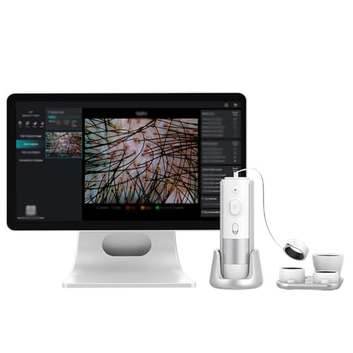 Aniwini Professional Scalp Camera, High-Resolution Hair and Scalp Analysis Device with 4 Detection Lens, 200 Times Magnification, for Home, Beauty Salon Spa with Display