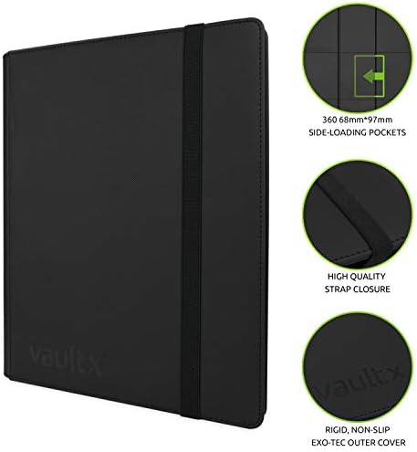 Vault X Premium Exo-Tec Strap Binder - 9 Pocket Trading Card Album Folder - 360 Side Loading Pocket Binder for TCG