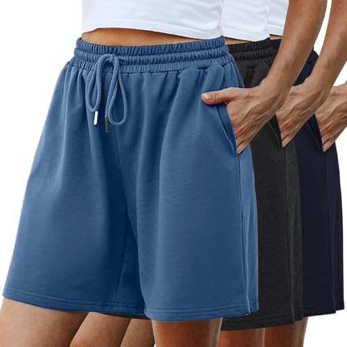 Image of Quenteen Women's Casual Summer Sweat Shorts Athletic Gym Shorts Loose Hiking Running Jogger Shorts with Pockets