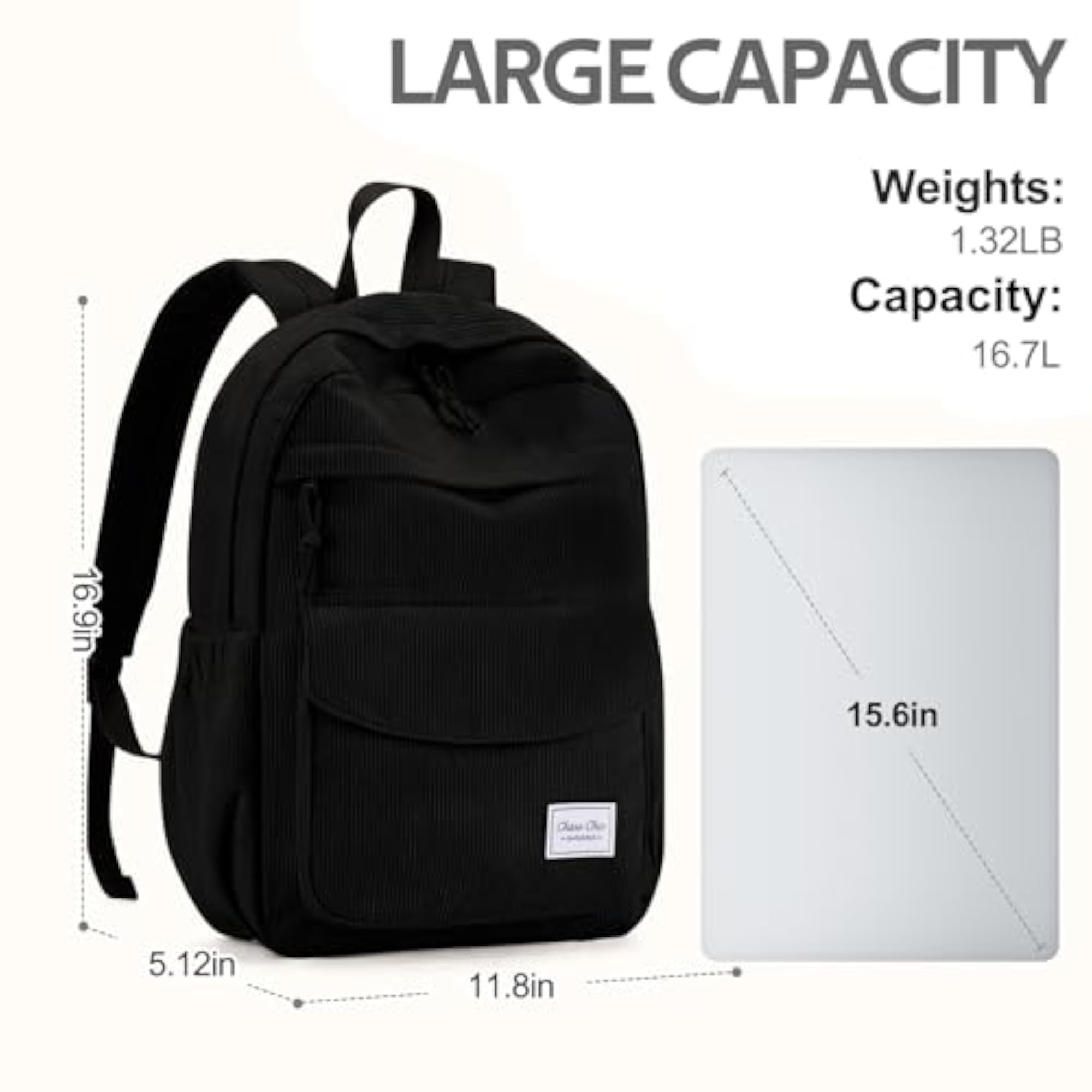 Corduroy Women Backpack with Plush Bookbag