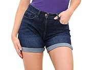 Womens Ex High Street Brand Denim Shorts Boyfriend Stretchy Mid Rise Ladies Hot Pants Size UK 8-22 (14, Dark Blue)
