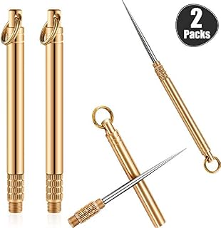 2 Pieces Portable Titanium Toothpicks Pocket Toothpick Metal Toothpick Holder for Outdoor Picnic