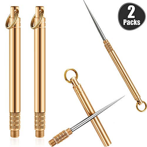 2 Pieces Portable Titanium Toothpicks Pocket Toothpick Metal Toothpick Holder for Outdoor Picnic
