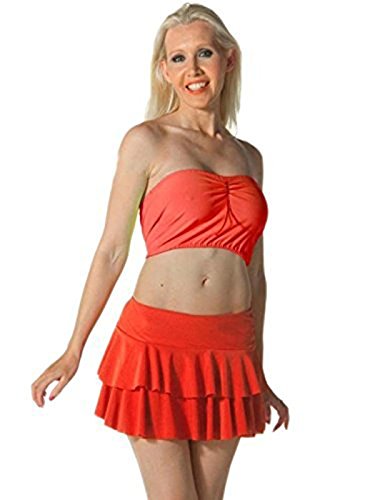 TOPNOTCH  Minifalda para mujer, efecto neón, informal, con volantes,para baile, discoteca rojo 40