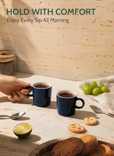 Image of Sweese 3.5oz Porcelain Espresso Cups Set of 4, Mini Coffee Mugs Demitasse Cups - Navy