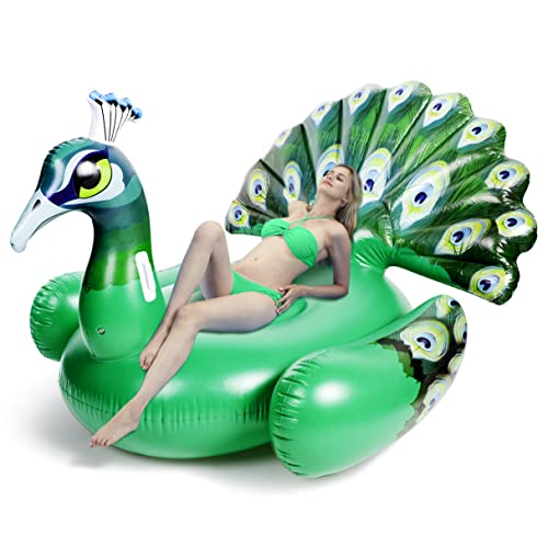 JOYIN Inflatable Peacock Pool Float - Giant Peacock Ride on Raft for Swimming Pool, Beach Floaties, Party Decoration, Summer Toys Pool Floats Lounge for Adults Water Fun