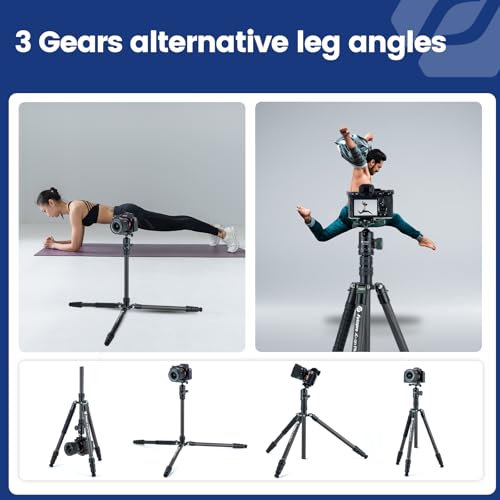 Image of Fotopro 73 inch /185cm Carbon Fiber Travel Tripod for Camera, 360 Panorama Ball Head, Arca Quick Release Plate and Bag, Detachable Monopod for DSLR Camera Camcorder, Load up to 22lbs /10kg. X-Go Plus Green