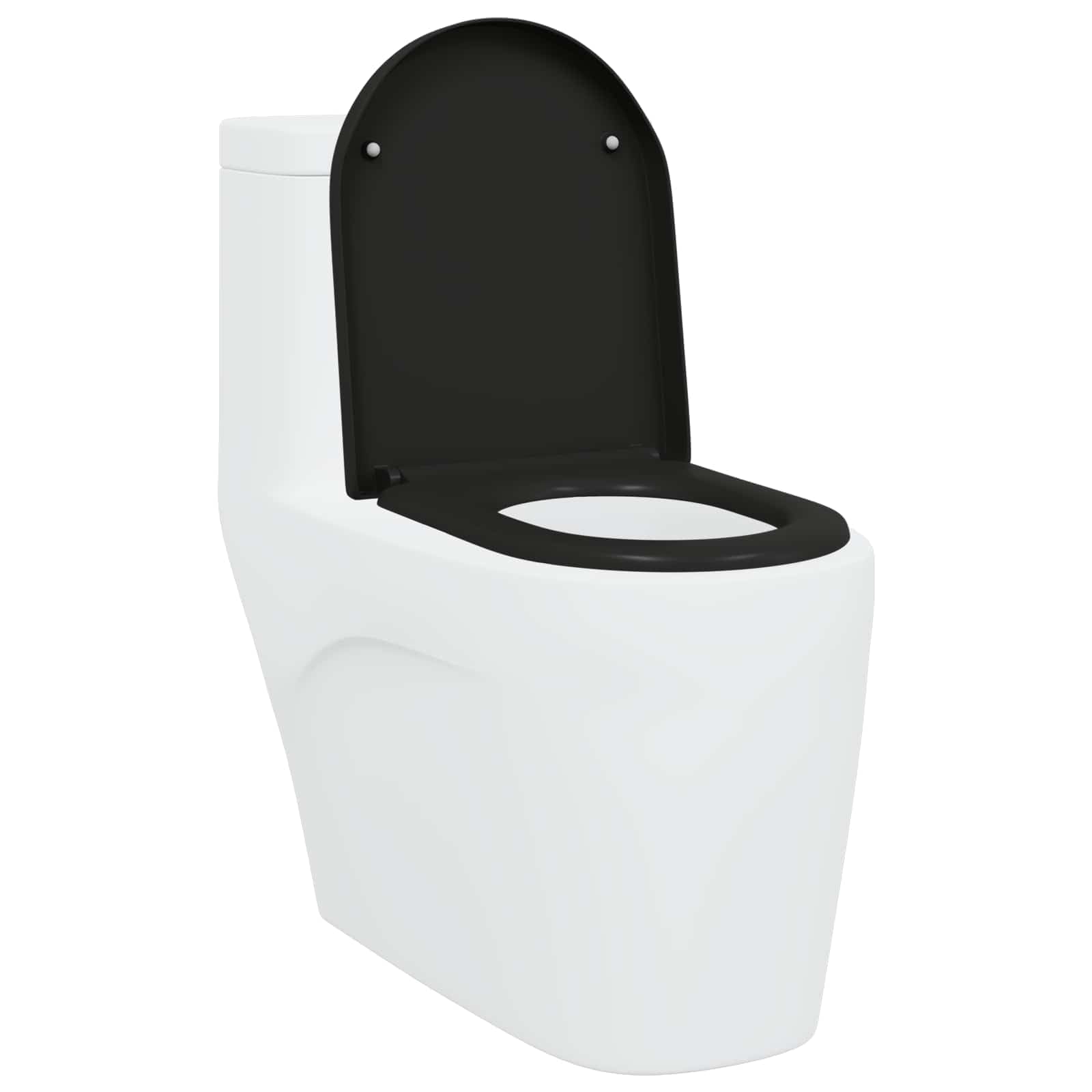 Sedile WC nero, 49 x 36 x 4 cm, in duroplast, con cerniera a abbassamento automatico, per bagno, appartamento, ospiti, WC di ricambio, ristrutturazione