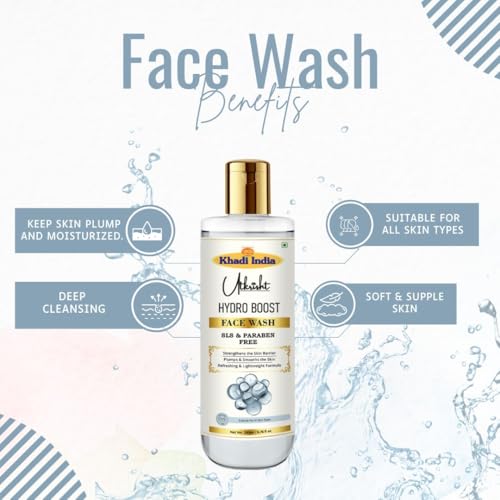 Image of Khadi Hydro Boost Face Wash 200ml | Hyaluronic Extract & Antioxidants | For Soft & Supple Skin | Deep Cleansing for Hydrated Skin | SLS & Paraben Free | All Skin Types | Men & Women