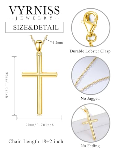 18K Gold Cross Pendant for Women Gold Cross Necklace 18K Gold Jewelry Religious Gift2