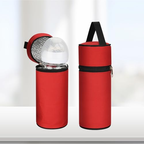 Beautyflier Insulated Baby Bottle Tote Bags, Portable Breastmilk Baby Bottle Cooler Storage, Travel Carrier Bag for Dr. Brown’s Natural Narrow Baby Bottles 2oz, 4oz, 8oz, 9oz (Red)
