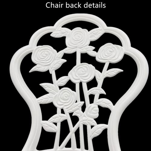 مجموعة اثاث خارجي من تانغشياو كيو اي بنمط وردي، طاولة واحدة وكرسيين للحديقة والفناء والشرفة (ابيض وردي)