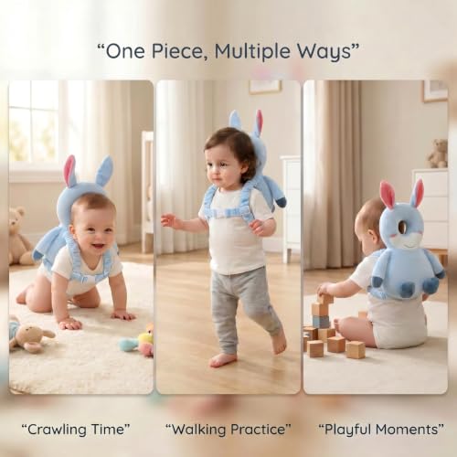 Image of Baby Head Protector Backpack - Soft & Lightweight Head Protection Pillow for Bebe Walking and Crawling(Donkey)