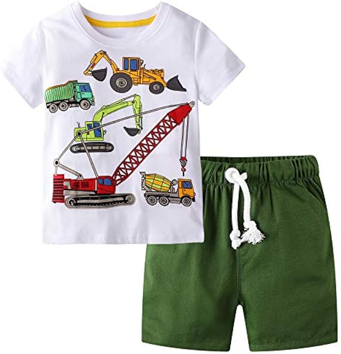 BIBNice Toddler Boy Clothes Kids Summer Outfits Shirt Short Sets 2-7T