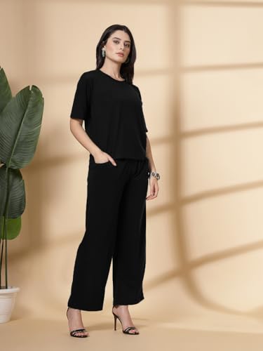 Image of CHKOKKO Casual Co ord Set For Women Stylish Summer Wear Cord Half Sleeves Round Neck Track Suit Coords Travelling Outfit Western Ladies Co ords