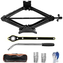 KVAEY Car Jack Kit, 2 Ton 4409 lbs Scissor Jack Portable Tire Changing Tool with Lug Wrench, Heavy Duty Scissor Lift Jacks Universal Emergency Kit for Sedan SUV MPV, Car Accessories