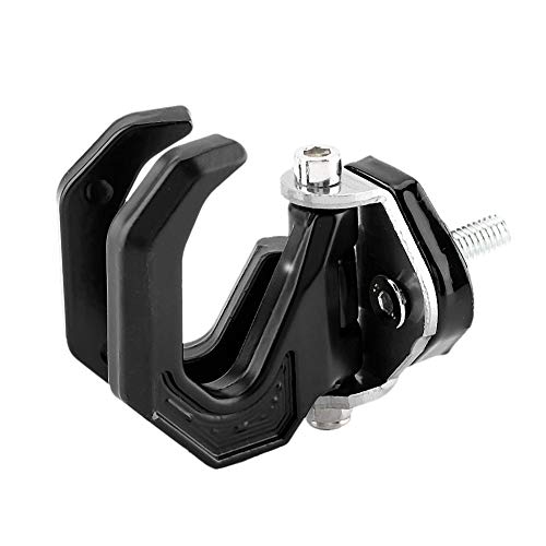 Terisass Universal Motorrad Gepäcktasche Motorrad Modifizierte Aluminiumlegierung Kleiderbügel Hakenhalter Einstellbarer Einzelhaken und Doppelhaken(Schwarzes Silber)