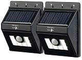 Lunartec LED-Solar-Wandlampen: 2er-Set Solar-LED-Wandleuchten mit Bewegungsmelder, Dimm-Funktion (Solarleuchten Garagen)