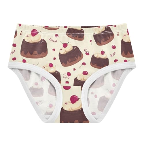 Wusikd Chocolate Cakes Cream Girls' Underwear Cotton Cherries Girls Briefs Soft Toddler Underwear 2T