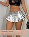 VENDAU Women's Metallic PU Leather Mini Skirt - Ultra Short High Waisted Stretchy Clubwear Sexy Party Outfit (US, Alpha, Large, Regular, Regular, Silvery)