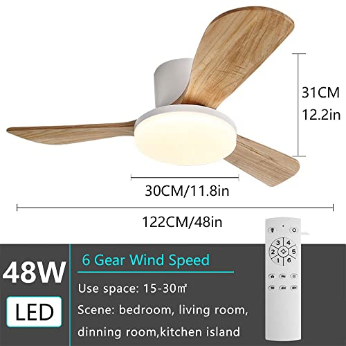 Ventilateur de plafond moderne éclairage pales en bois - 4