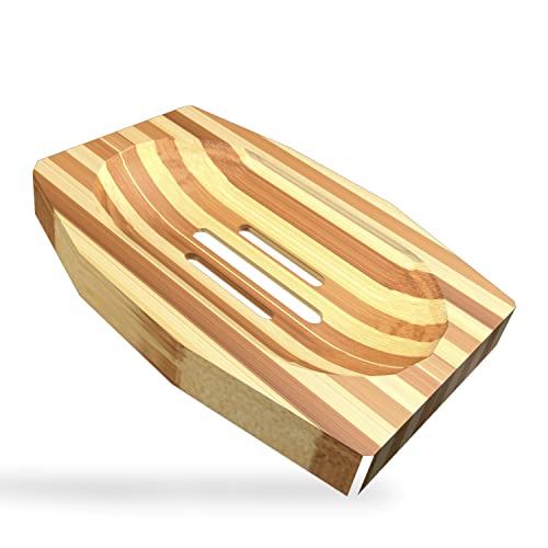WorldFront Naturals Bamboo Soap Dish for Shower,5.12 x 3.58 x 0.99 inches