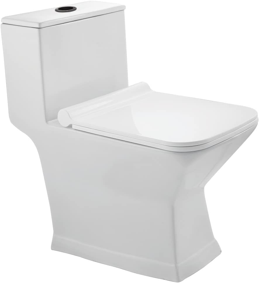 Hindware One-piece Tozzo Touchfree Floor Mount Western Commode for Bathroom | Made of Ceramic | S-220 trap | Soft Close | Star White | Oval Shape | Floor Mount Ewc | 10-Year Manufacturer Warranty