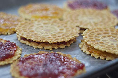 Reko Pizzelle Authentic Italian Style Waffle Cookie Sampler: 1 Pack Each Anise, Dark Chocolate, Dulce de Leche, Vanilla