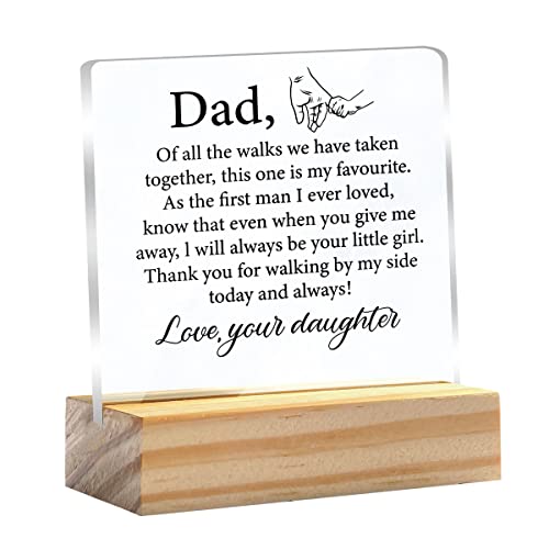 Father Of The Bride Wedding Gift From Daughter Wedding Gifts For Dad Clear Desk Decorative Sign Keepsake Present Acrylic Plaque With Wooden Stand Sign Desk Decor #TOP10
