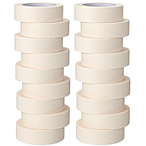 18 Rolls Masking Tape Bulk 1.41 Inch by 55 Yard Beige White Color Painters Tape General Purpose Wide Paint Tape for Painting Home School Office Art and Craft Supplies