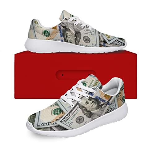 One Hundred Dollar Bill Print Shoes Womens Mens Fashion Sneakers Comfortable Running Tennis Shoes Gifts for Friends2