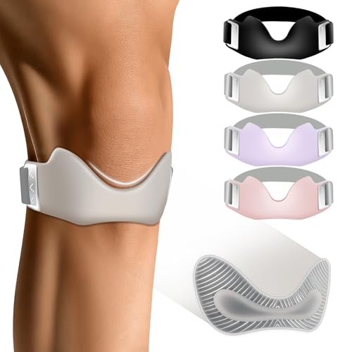 YICYC Silicone Patellar Tendon Support Strap 2 Pack, Adjustable Non-Slip Patella Band Stabilizer Knee Brace for Running, Hiking, Jumpers Knee, Tendonitis, Basketball, Volleyball, Squats