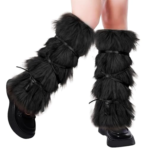 Jambières longues fausse fourrure contre le froid pour bottes souples femme