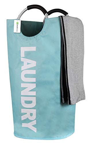 Neatkeep Large Laundry Bags For Heavy-Duty Use With Aluminum Handles, Collapsible Fabric Laundry Basket, Foldable Clothes Bag, (Available In 6 Colors) (Light Blue) #TOP7