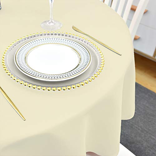 Round Tablecloth - 108 Inch - Waterproof And Stain Resistant Washable Polyester Table Cloths, Decorative Fabric Table Cover For Kitchen, Dining, Parties, Indoor And Outdoor Use,Beige #TOP7