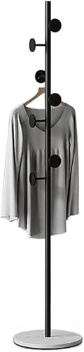 Perchero independiente de metal con base redonda estable de mármol, 7 ganchos para ropa, sombreros y bolsas, perchero de 66.9 pulgadas para entrada,